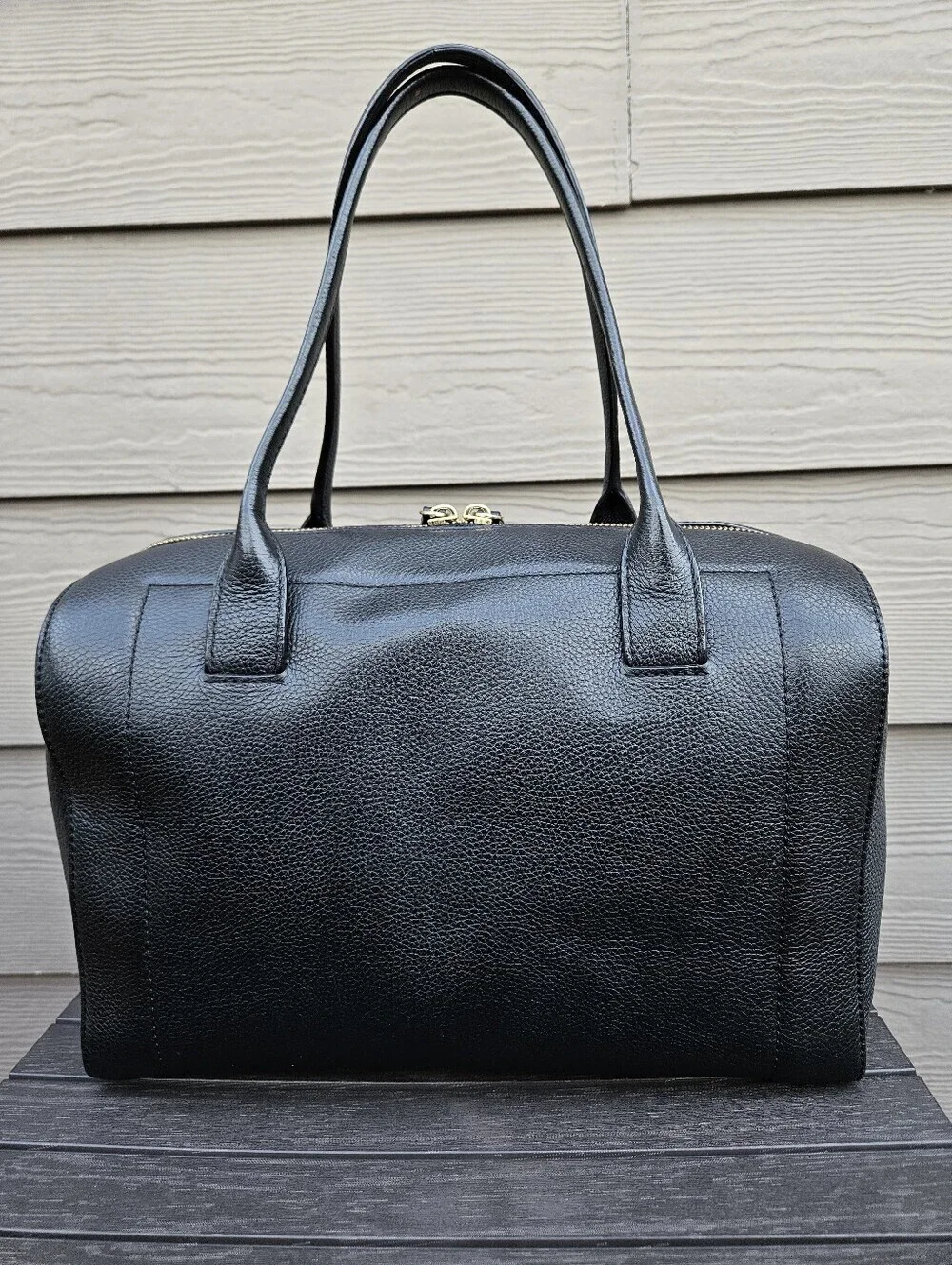 Kate Spade Large Black Handbag Doctor Medic Bag Pebbled Leather Purse Spacious